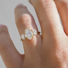 18K Gold Plated Three-Stone Crystal Ring