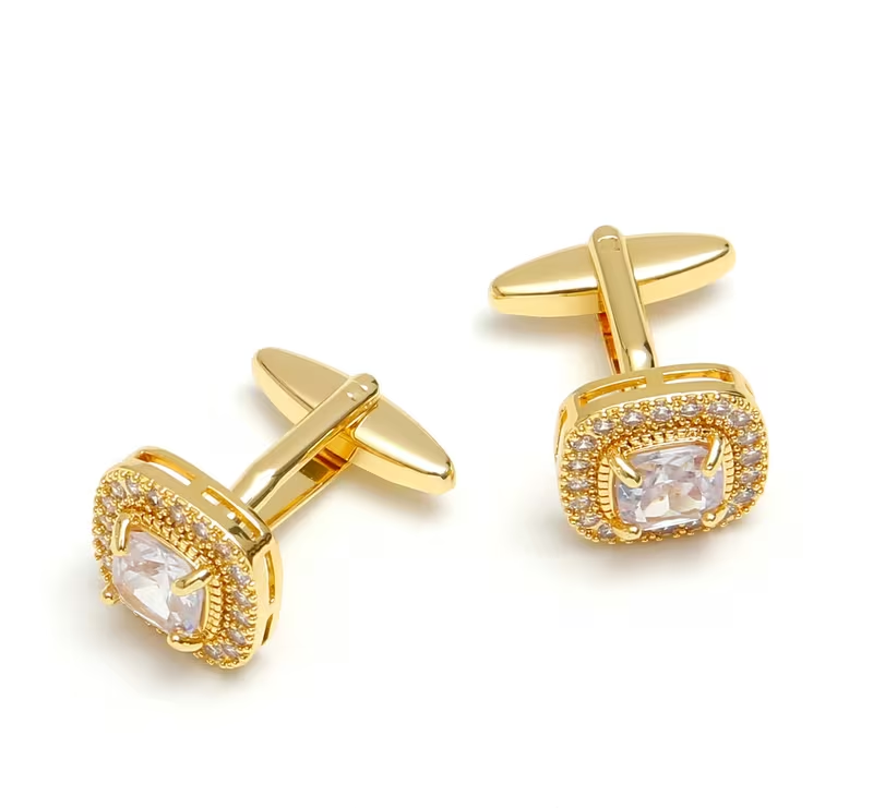 Luxury Golden Square Pavé Cufflinks