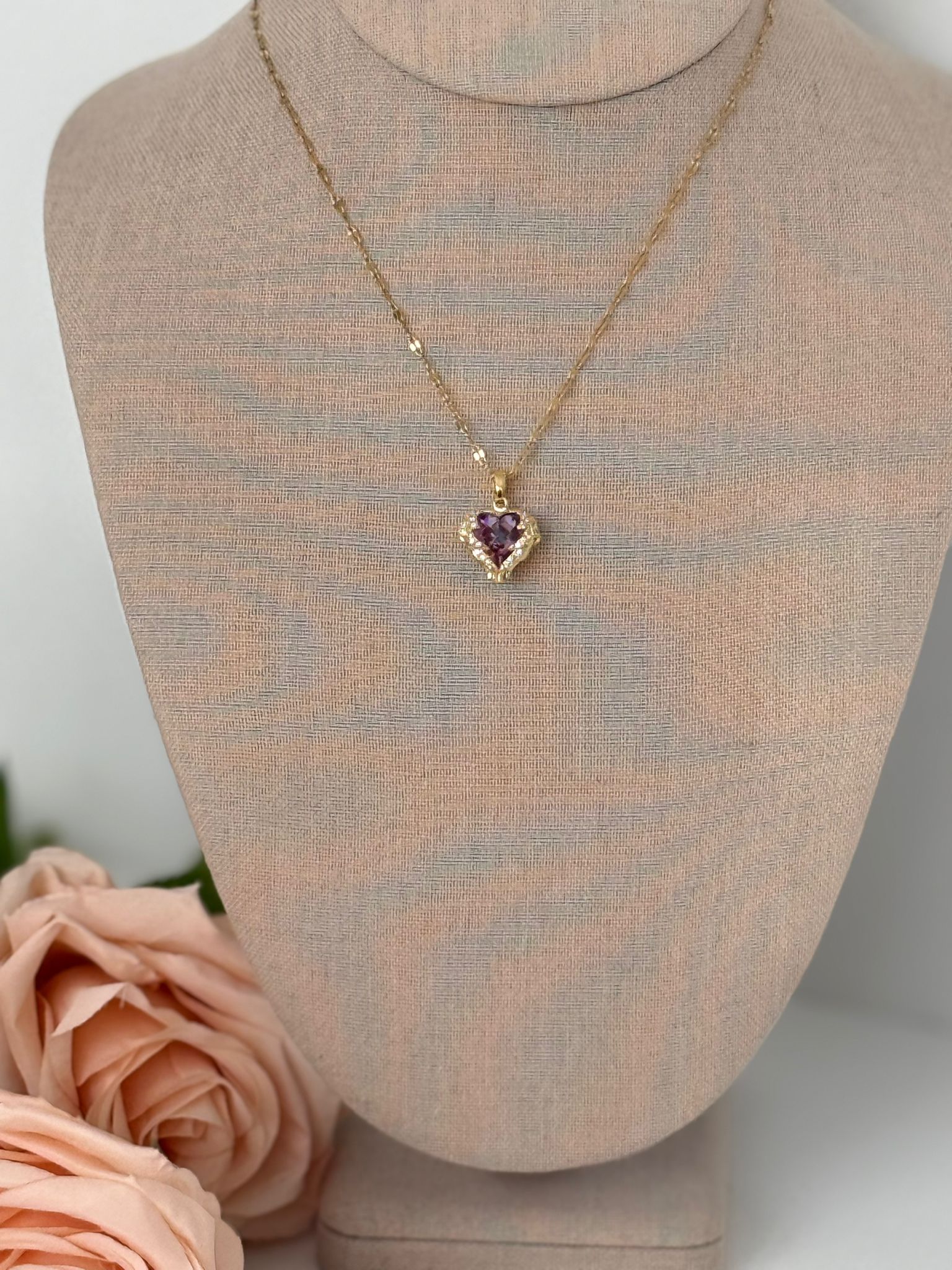 Purple Heart Pendant Necklace