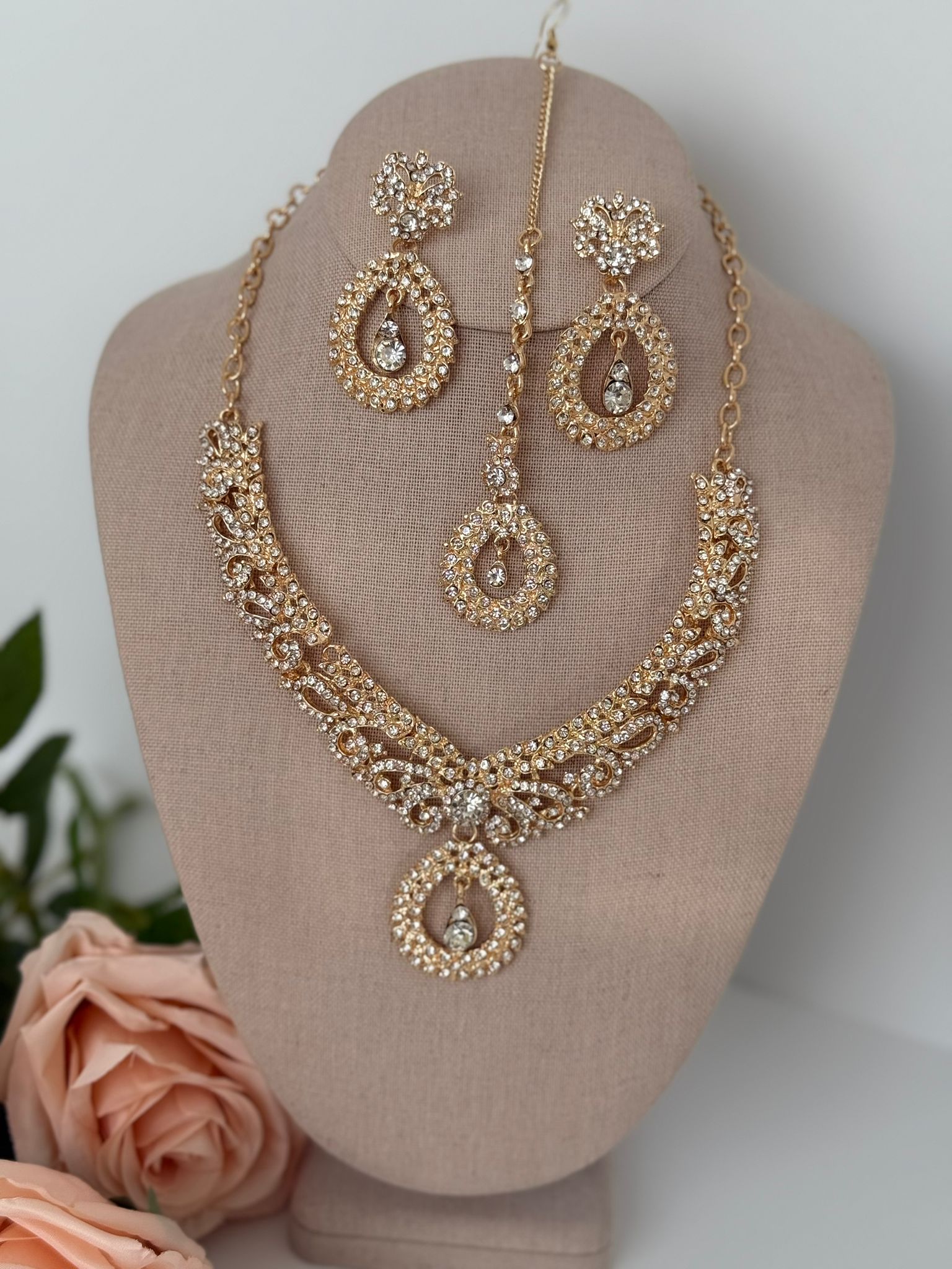 Gold Crystal Bridal Jewelry Set