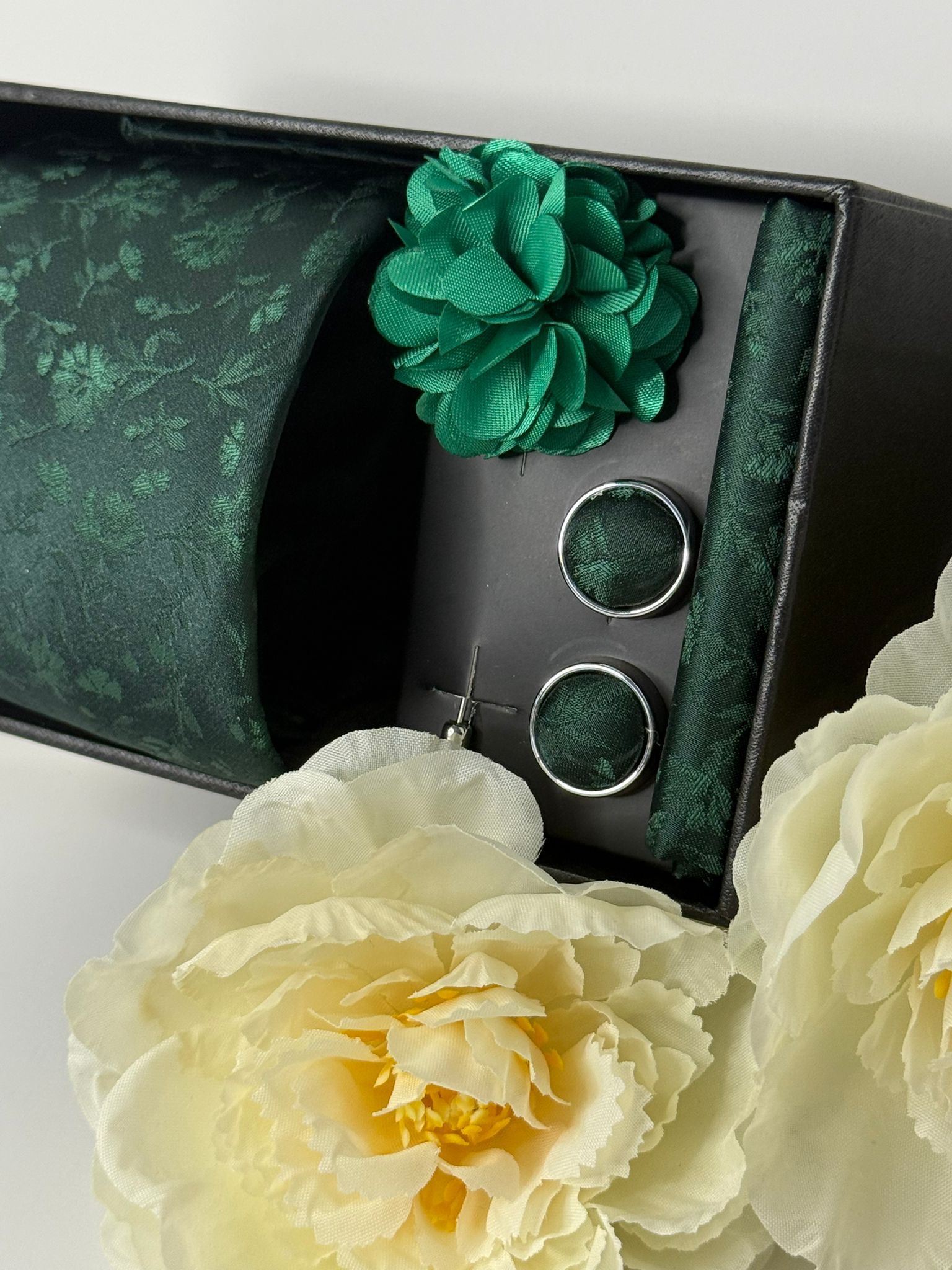 Emerald Green Floral Tie Gift Set