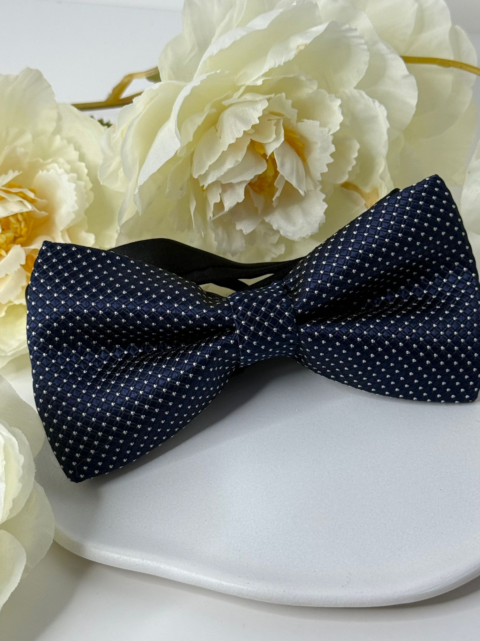 Navy Blue Textured Bow Tie