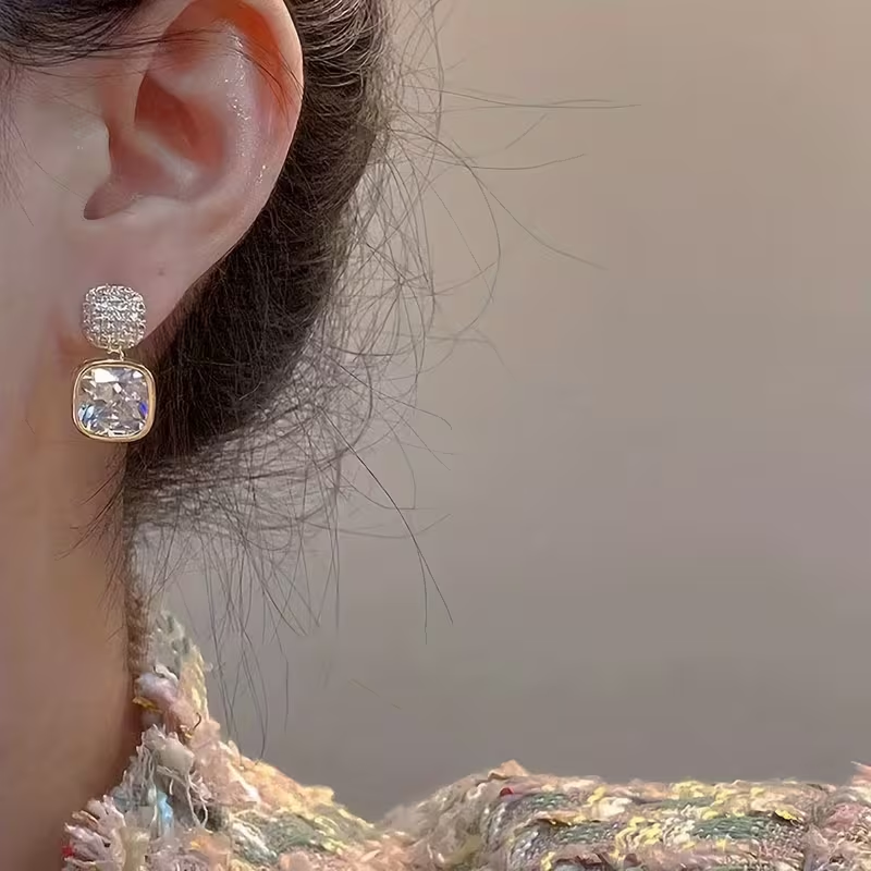 Luxury Double Crystal Drop Earrings