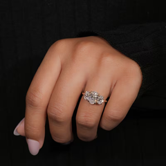 18K Gold Plated Three-Stone Statement Ring
