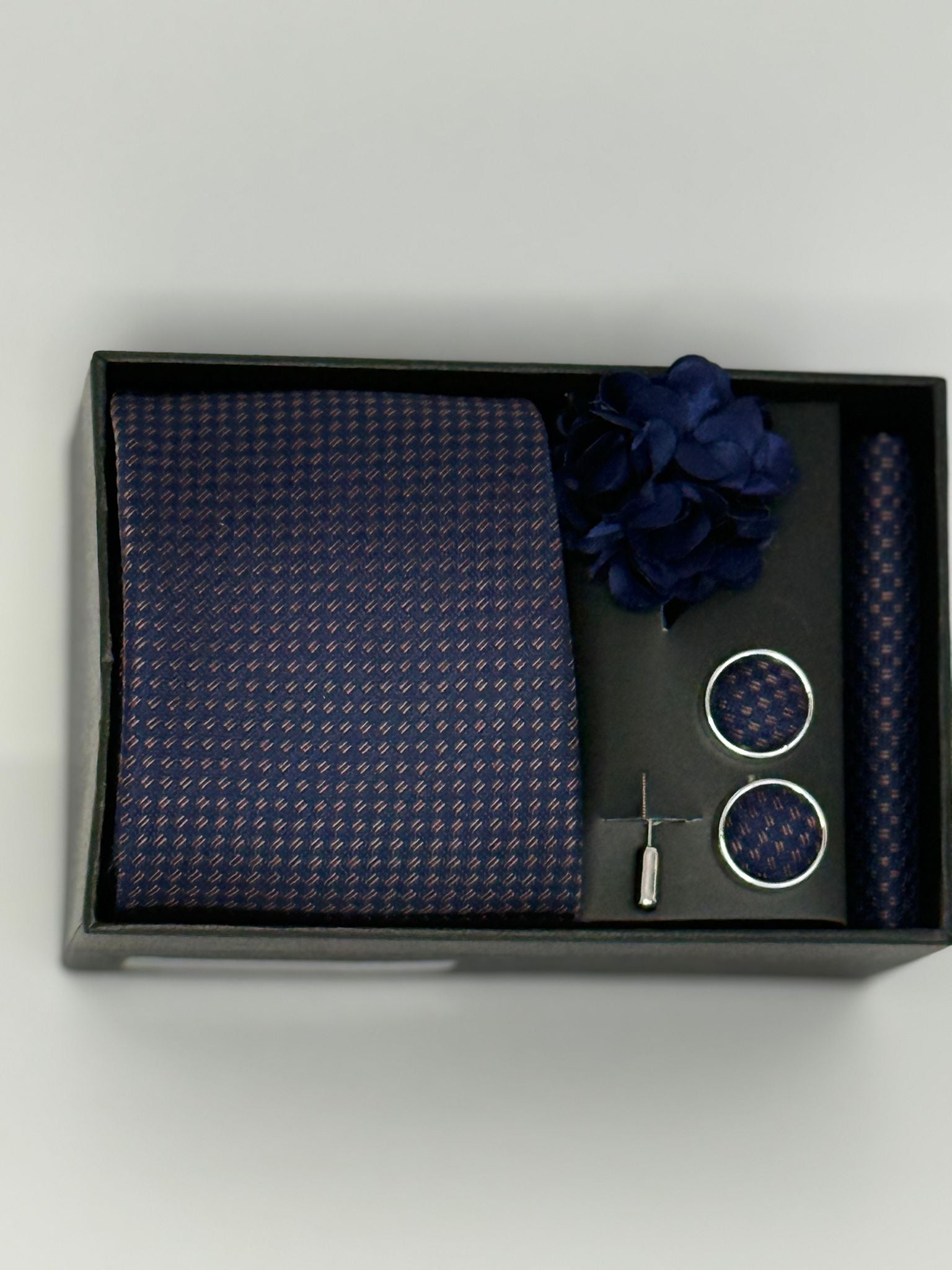 Navy Micro-Dot Luxury Tie Gift Set