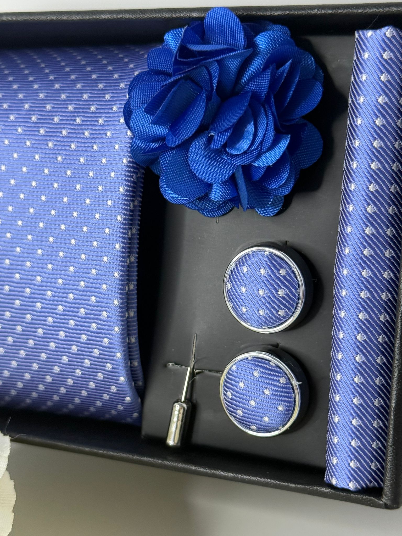 Light Blue Polka Dot Tie Gift Set