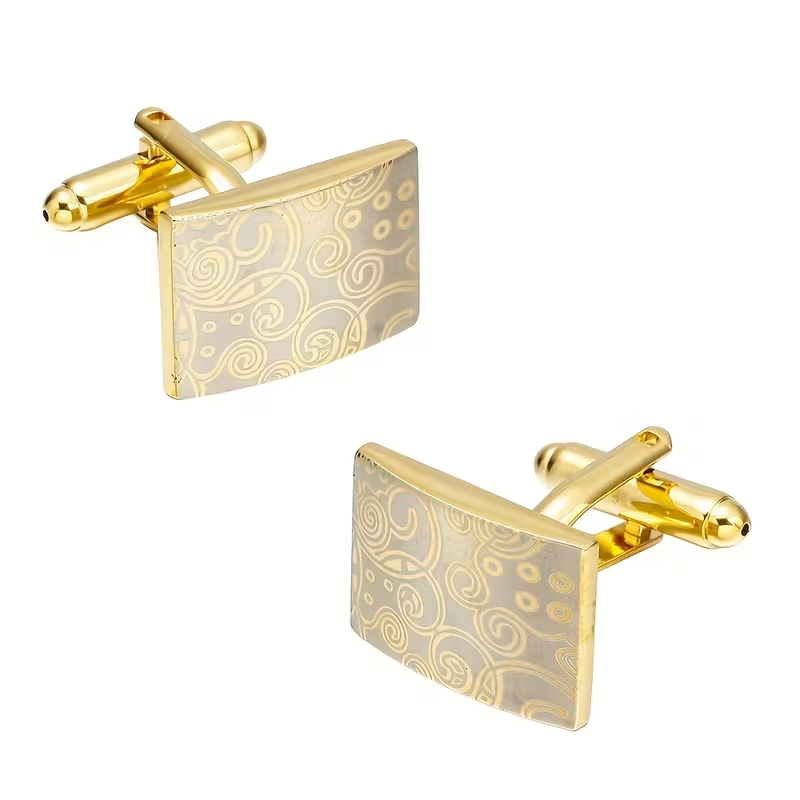 Geometric Pattern Golden Cufflinks