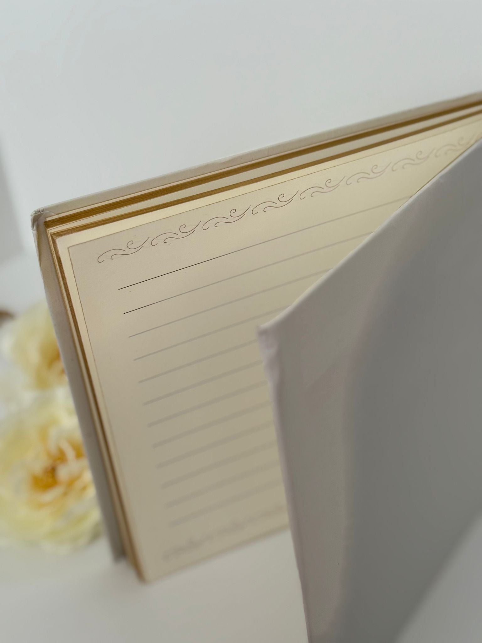 Elegant Wedding Guest Book – Gold Leaf Design