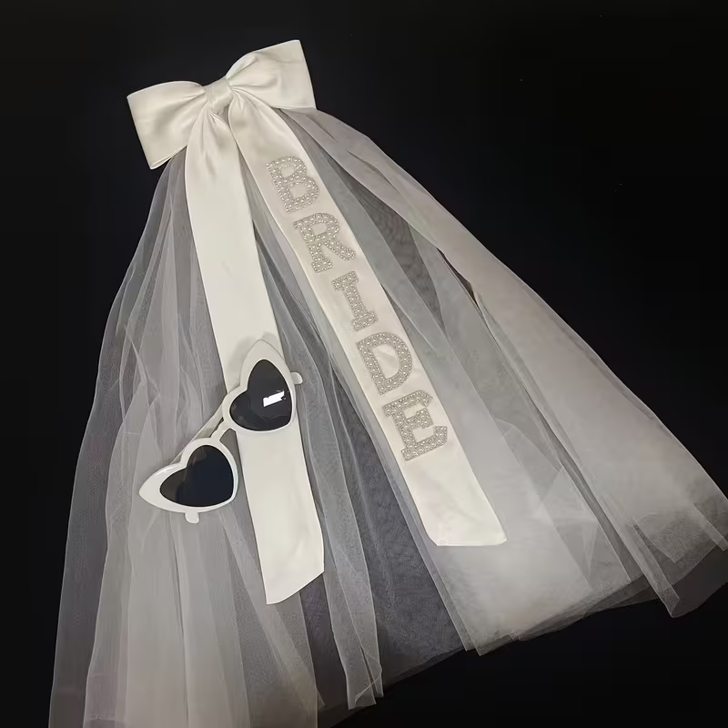 Bride Rhinestone Bow Veil
