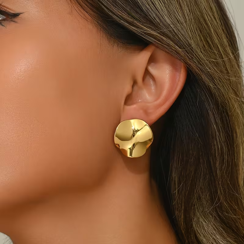 Golden Irregular Statement Earrings – Sculptural Modern Design