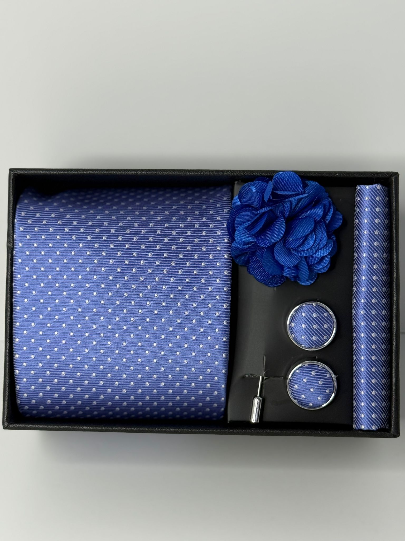 Light Blue Polka Dot Tie Gift Set