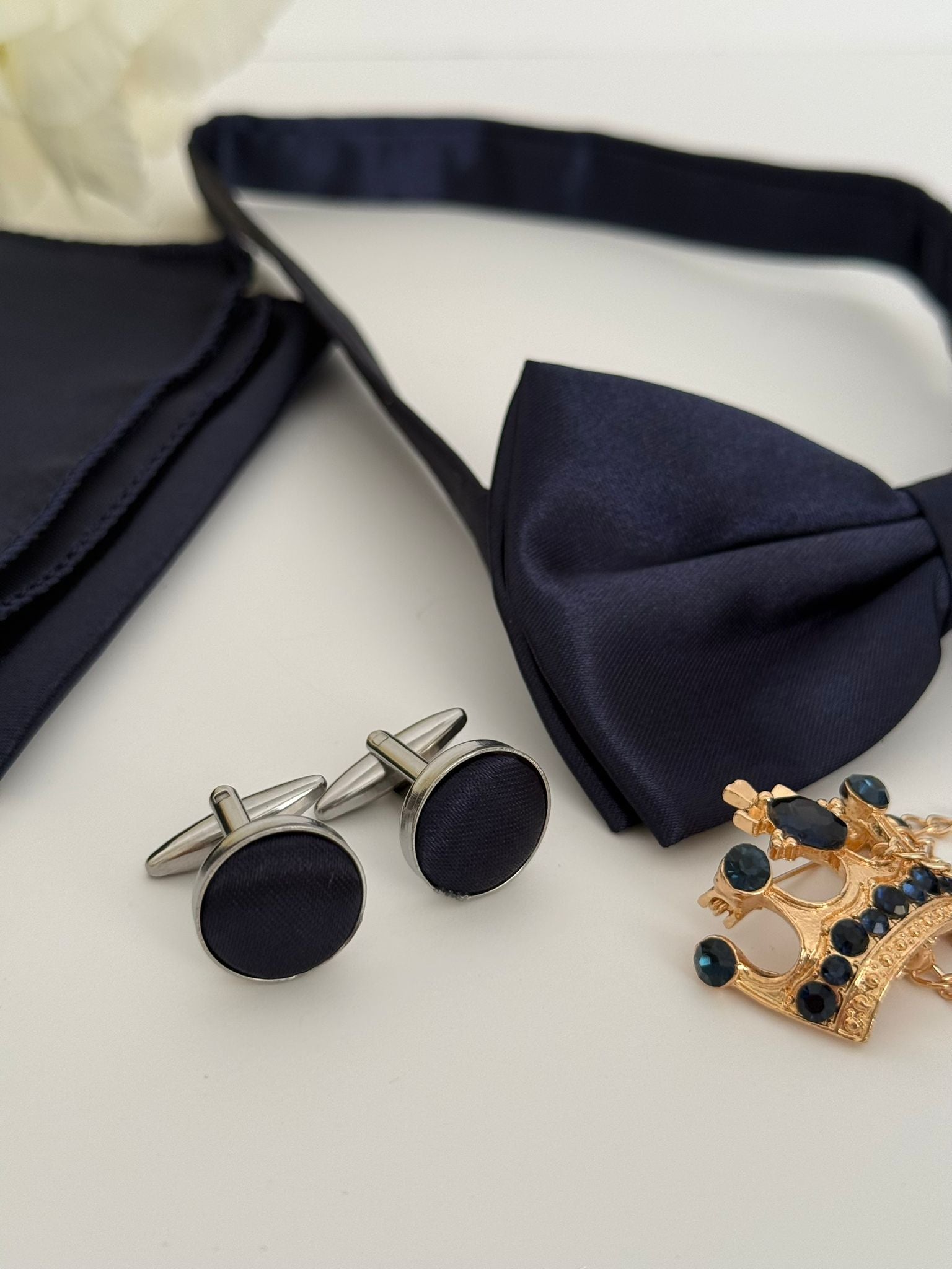 Navy Bow Tie & Accessories Set