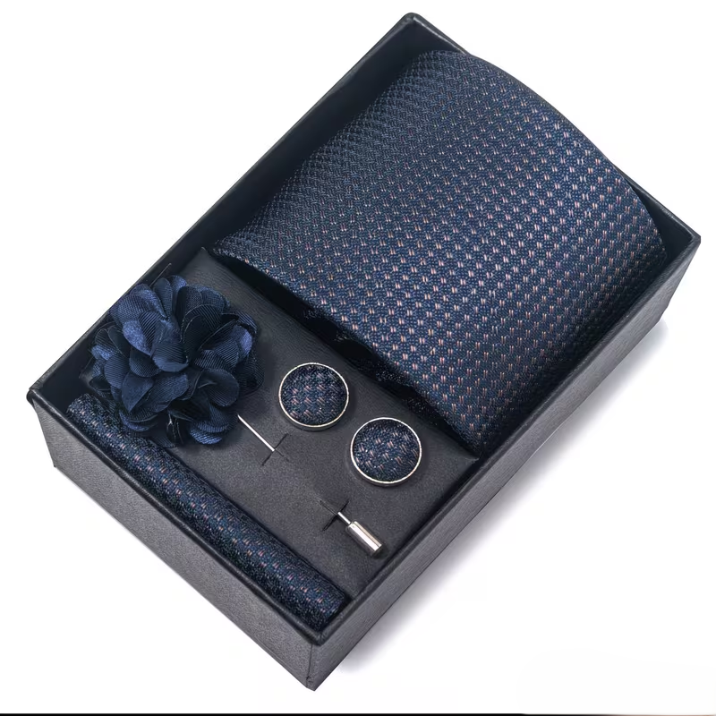 Navy Micro-Dot Luxury Tie Gift Set