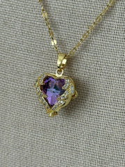 Purple Heart Pendant Necklace