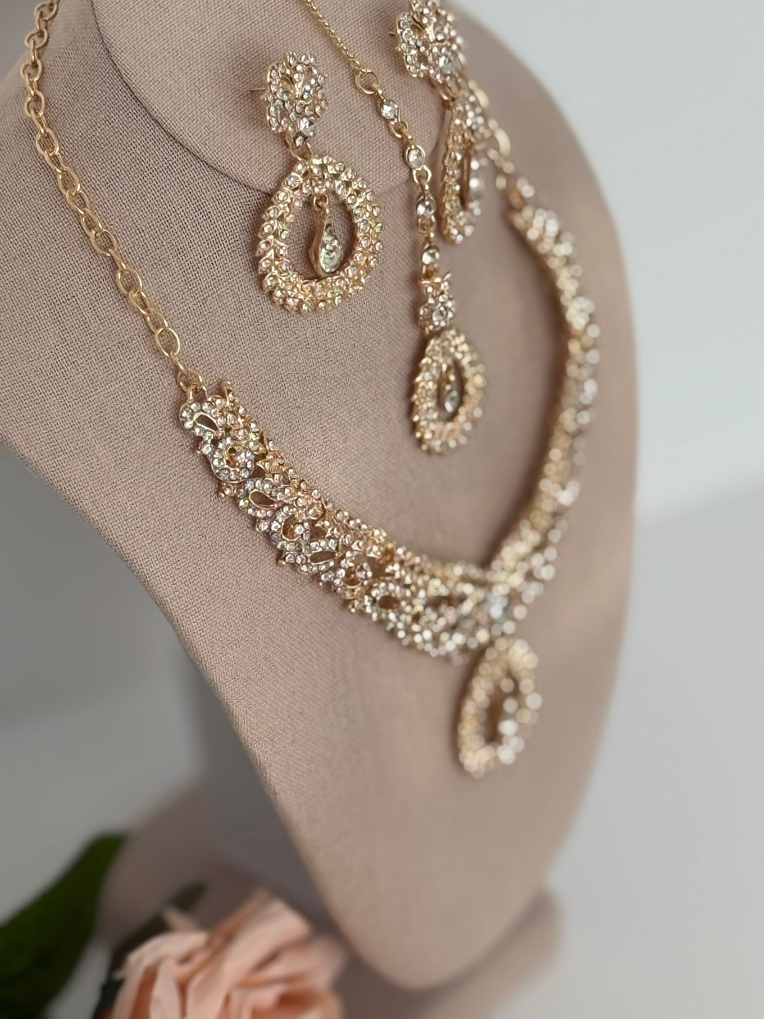 Gold Crystal Bridal Jewelry Set