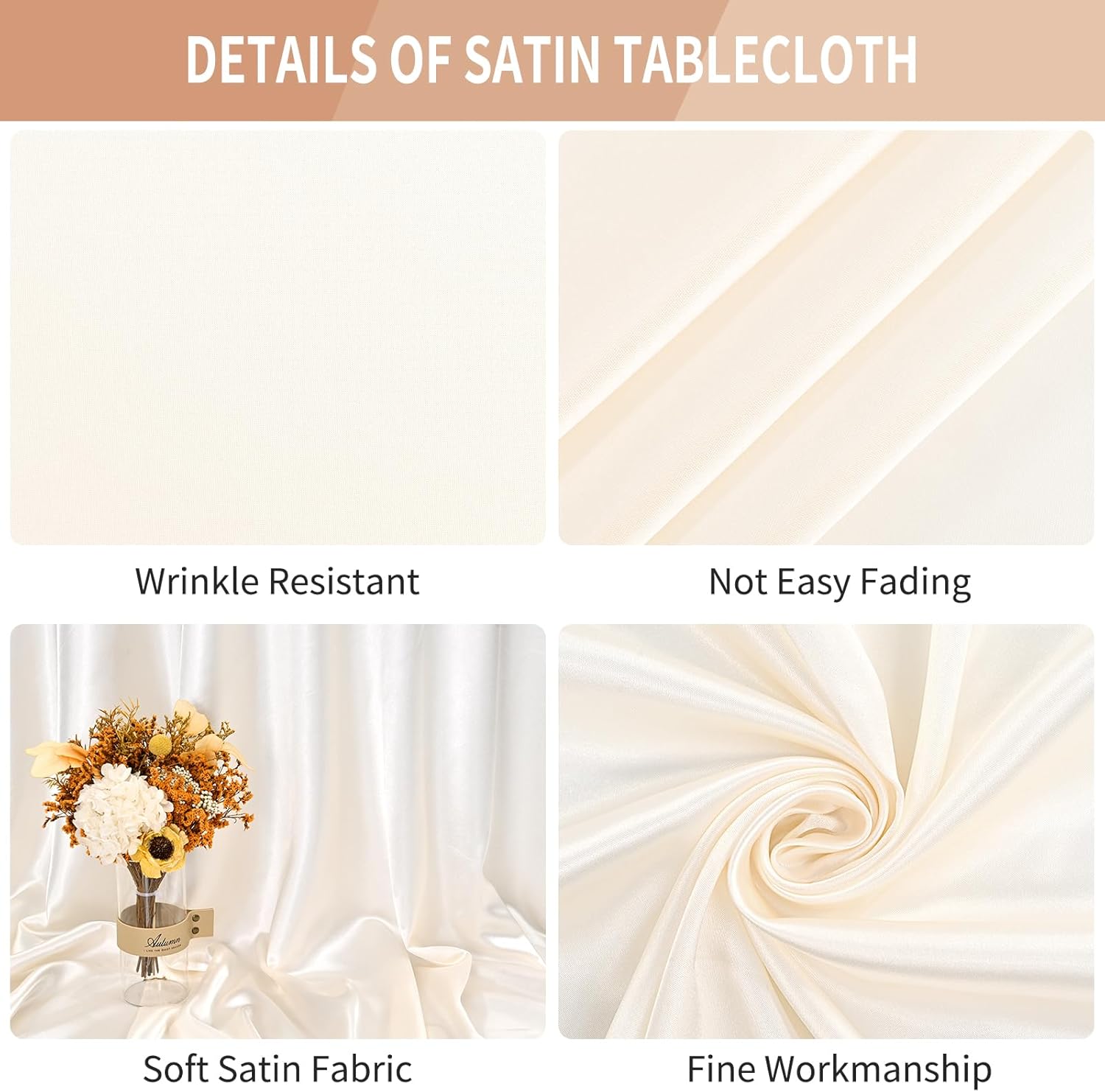 RENTAL ONLY!! Round Ivory Satin Tablecloth