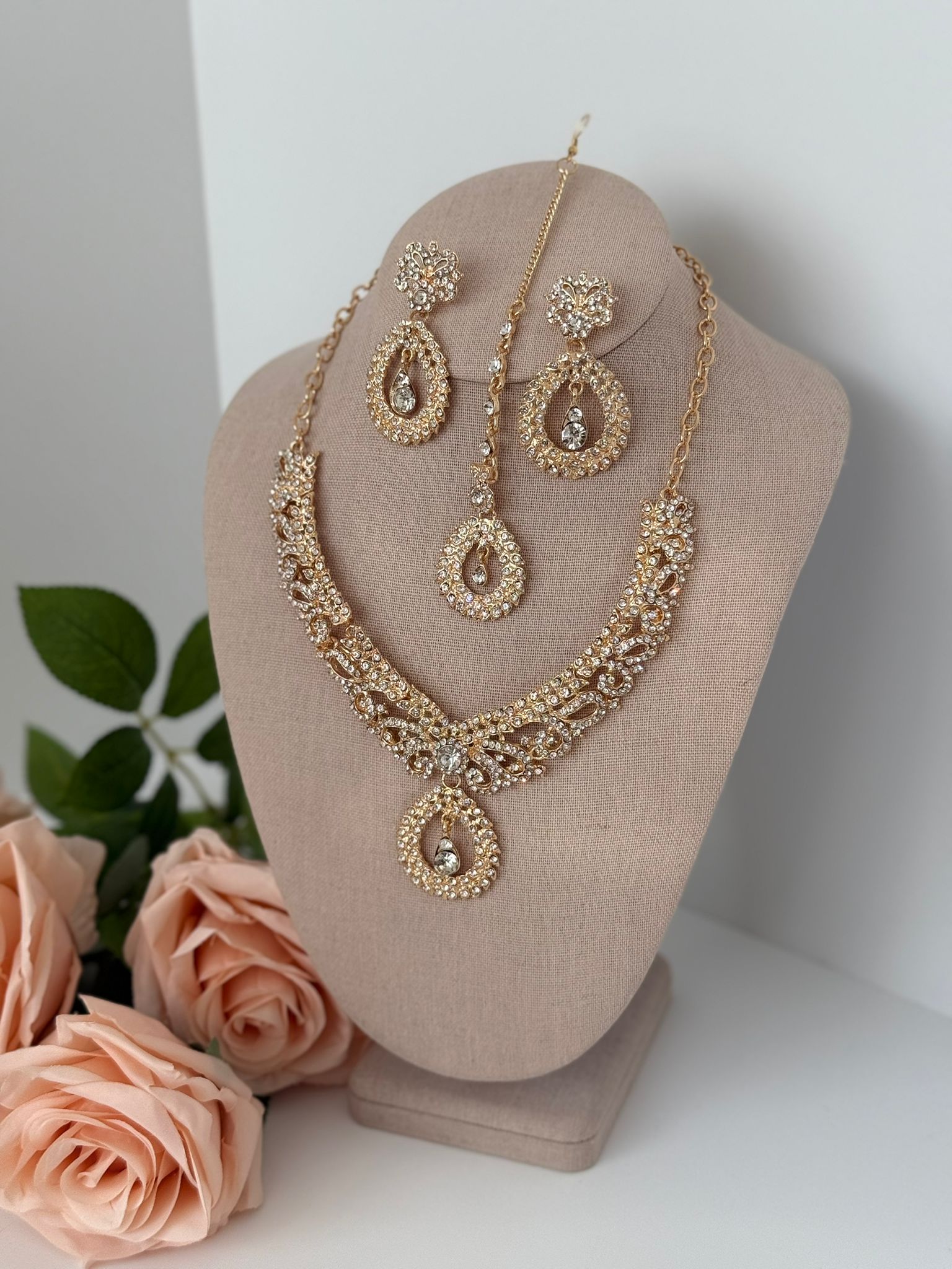 Gold Crystal Bridal Jewelry Set