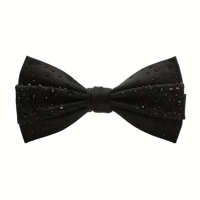 Black Beaded Bow Tie