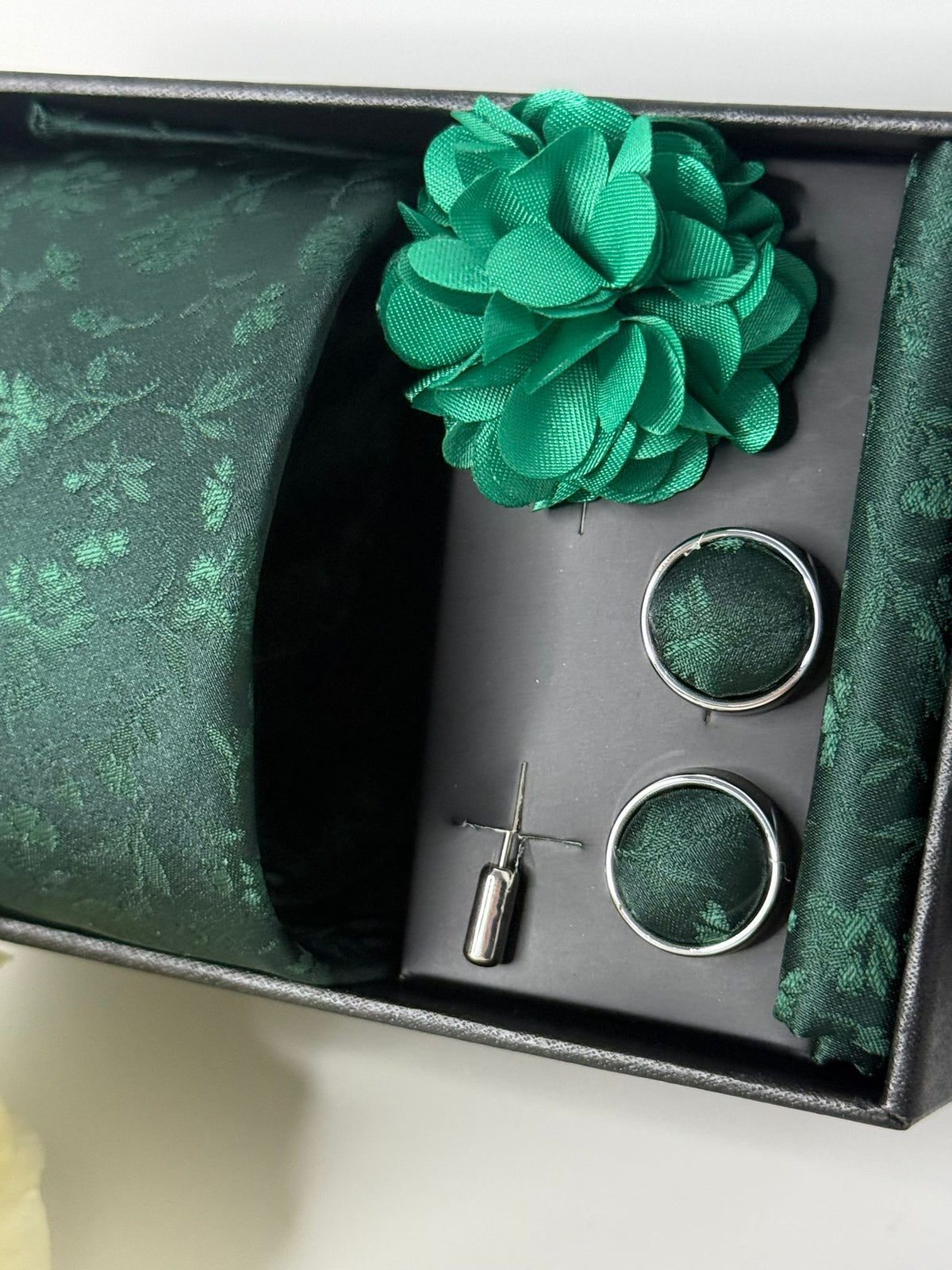 Emerald Green Floral Tie Gift Set