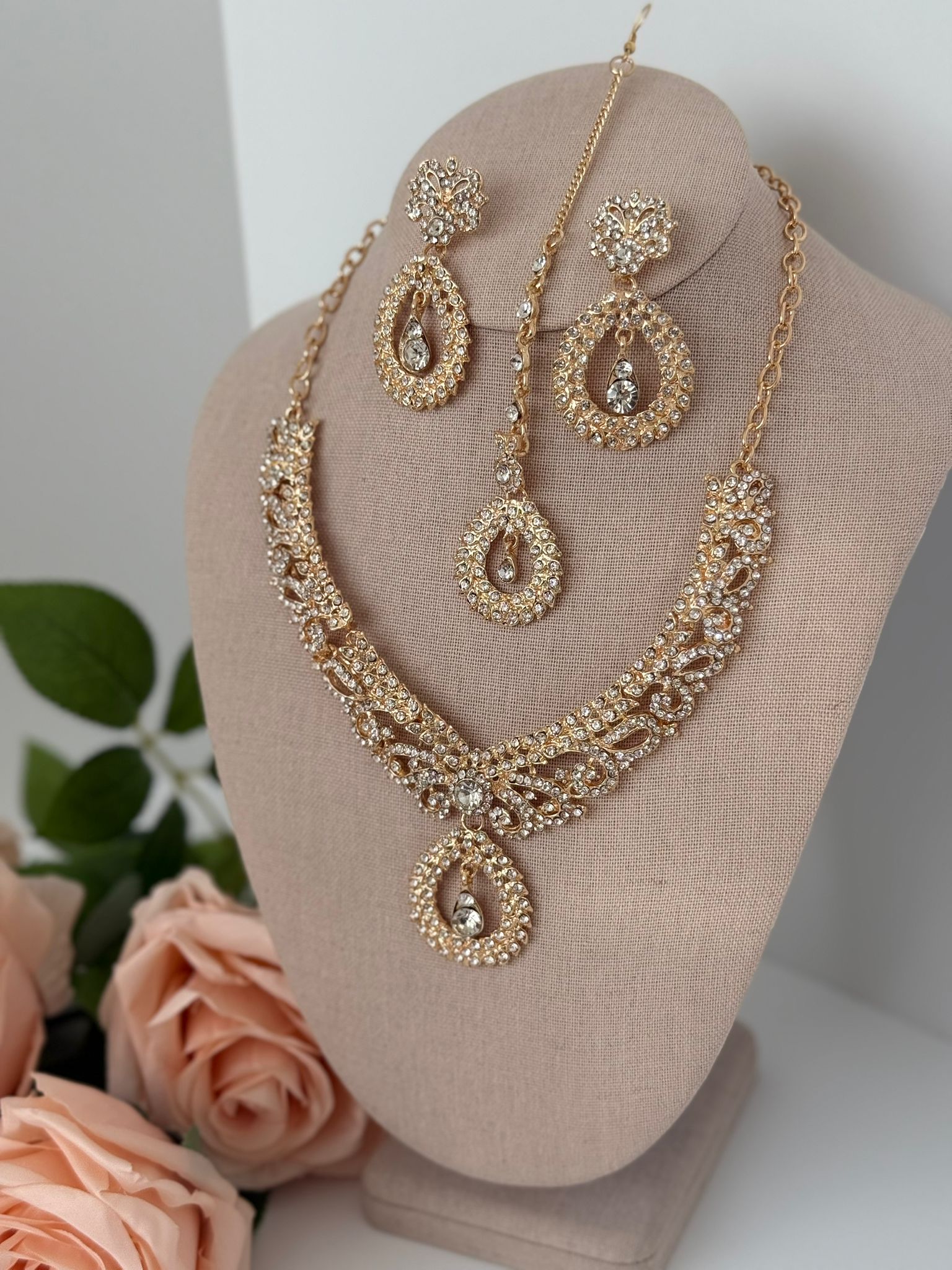 Gold Crystal Bridal Jewelry Set