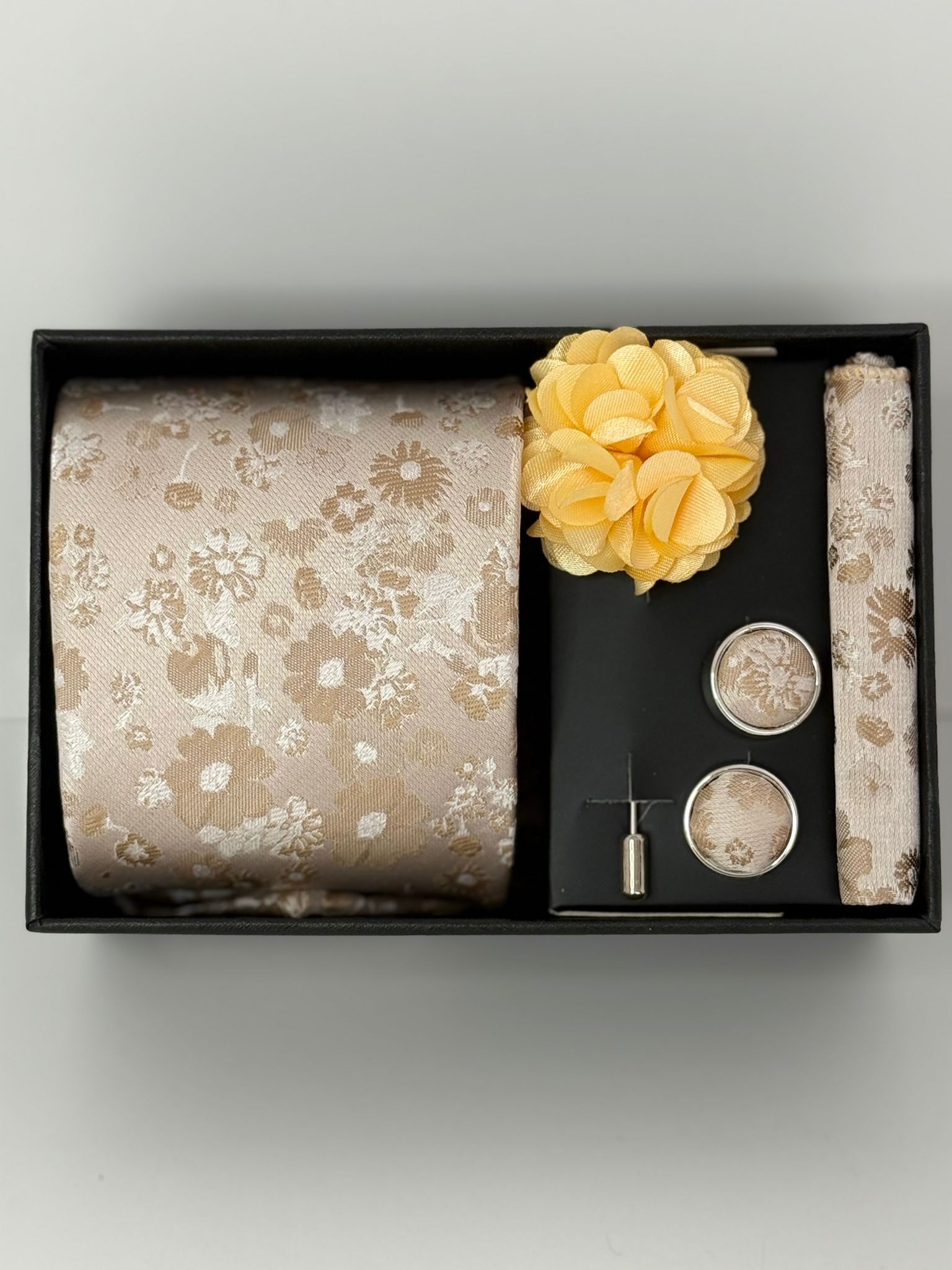 Champagne Floral Luxury Tie Gift Set