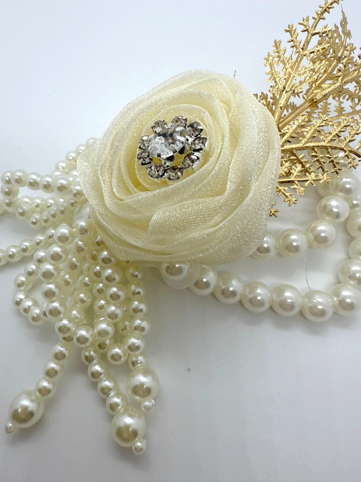 Ivory Pearl & Crystal Bloom Corsage