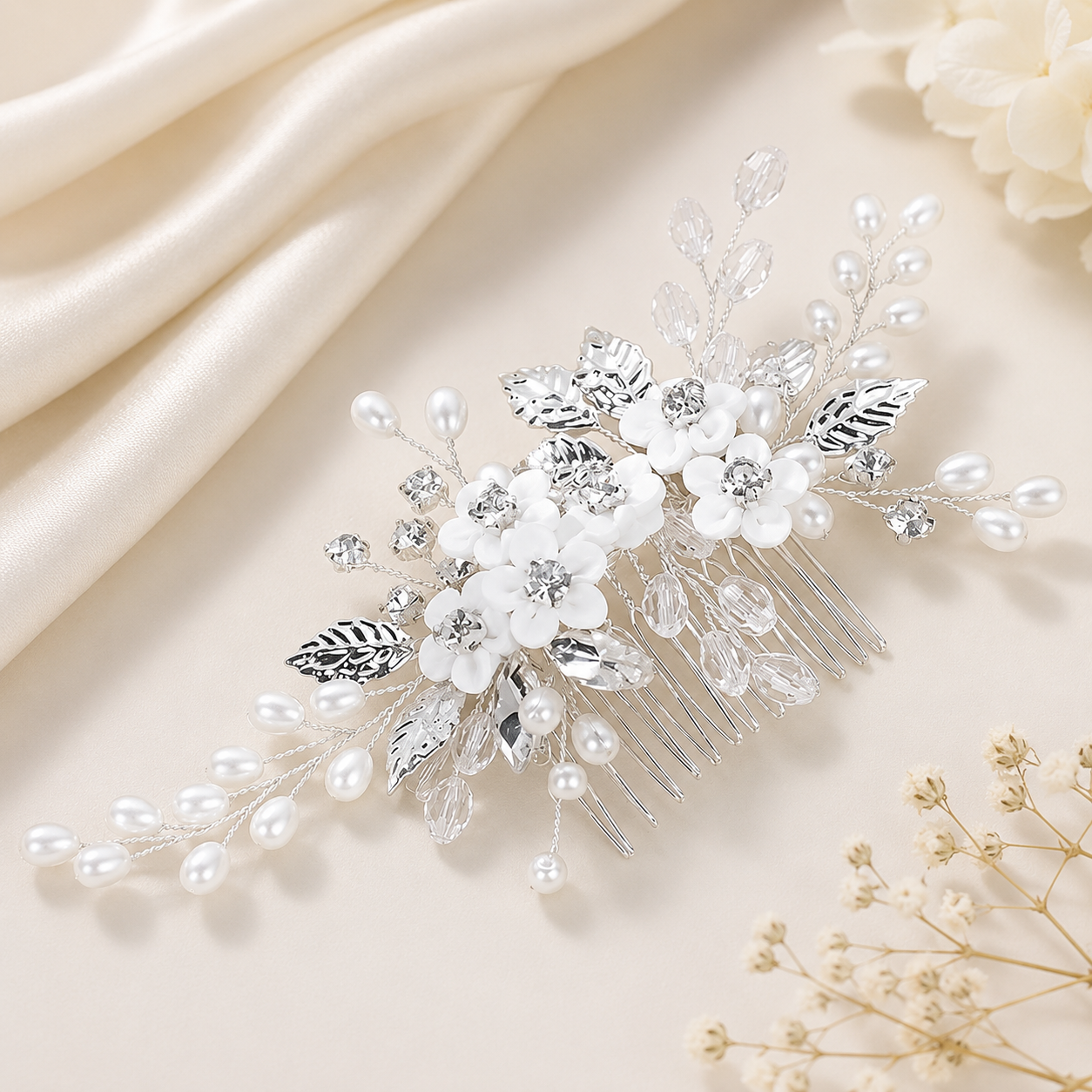 Bridal Hair Comb with Pearls & Crystals