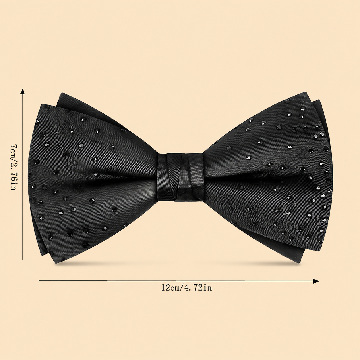 Black Rhinestone Bow Tie & Pocket Square Set