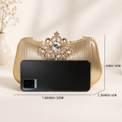 Golden Handbag with Crystal Clasp
