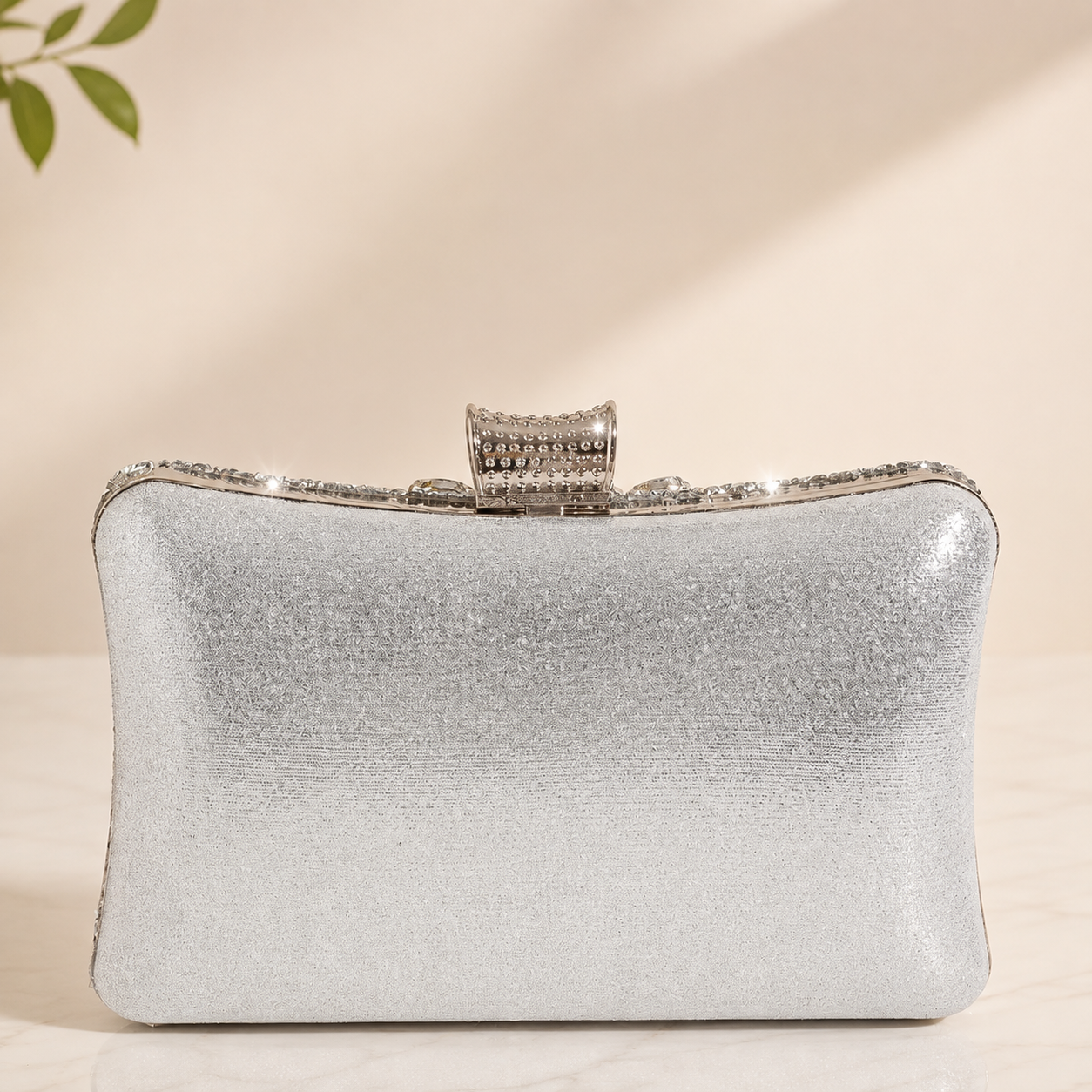 Luxury Silver Crystal Evening Clutch