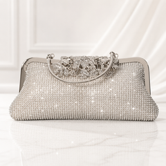Silver Crystal Rhinestone Evening Clutch