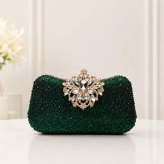 Emerald Green Crystal Evening Clutch