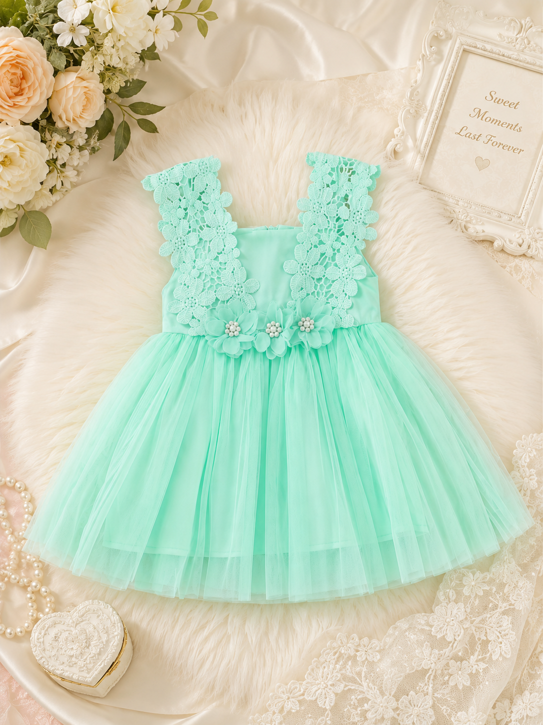Mint Green Lace Flower Girl Dress