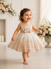 Champagne Luxury Lace Flower Girl Dress (2–3 Years)