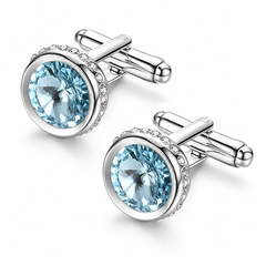 Luxury Silver Blue Crystal Cufflinks for Men