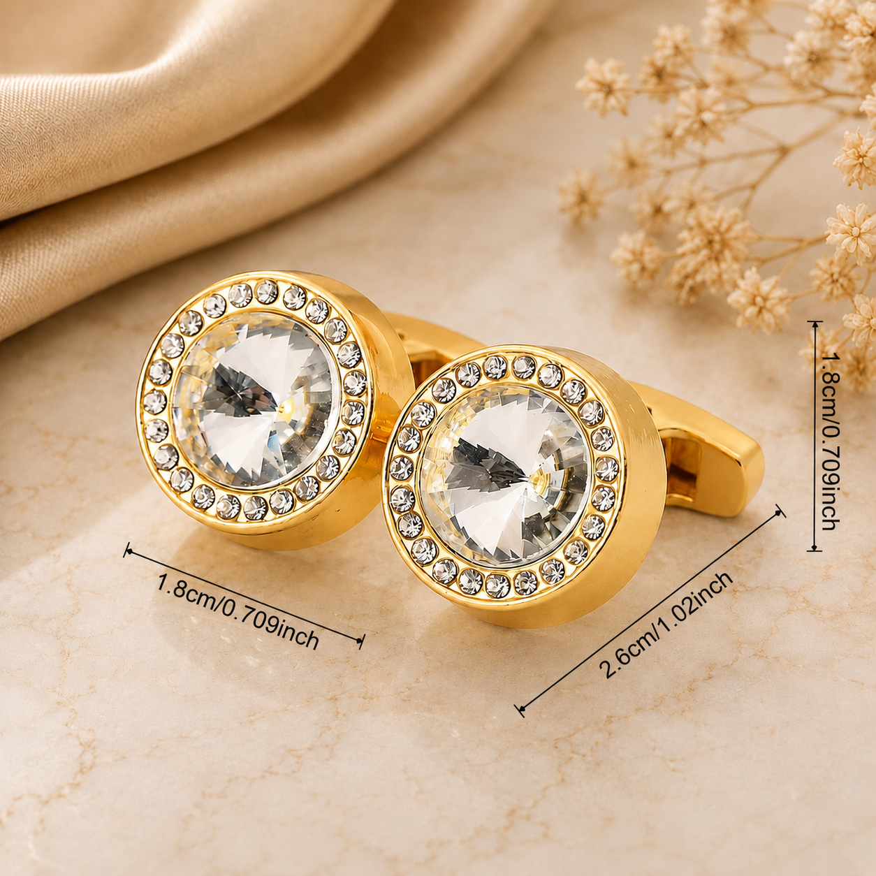 Luxury Gold Crystal Halo Cufflinks