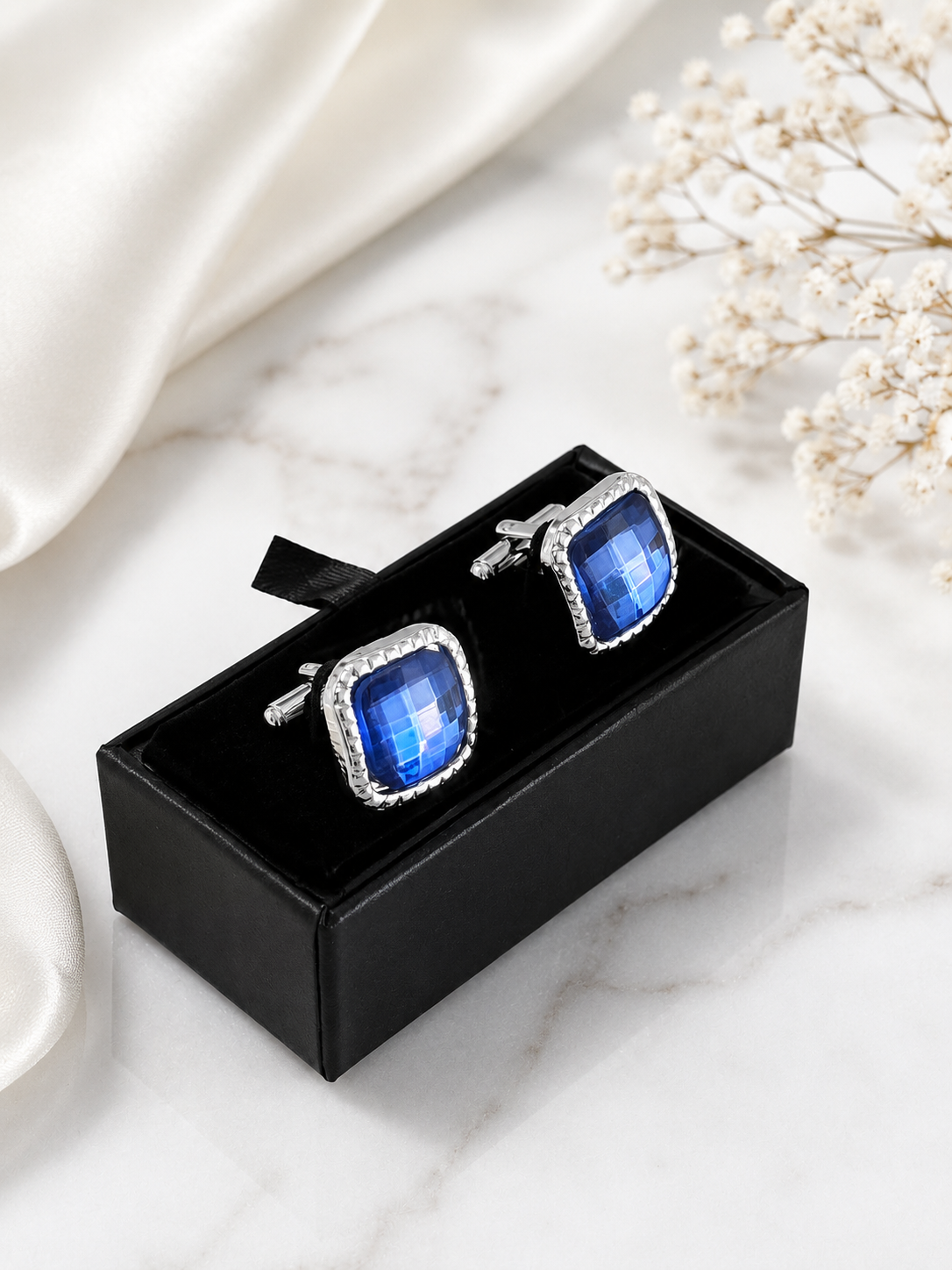 Luxury Blue Square Cufflinks for Men