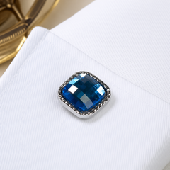 Luxury Blue Square Cufflinks for Men
