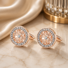 Luxury Rose Gold Tone Crystal Cufflinks