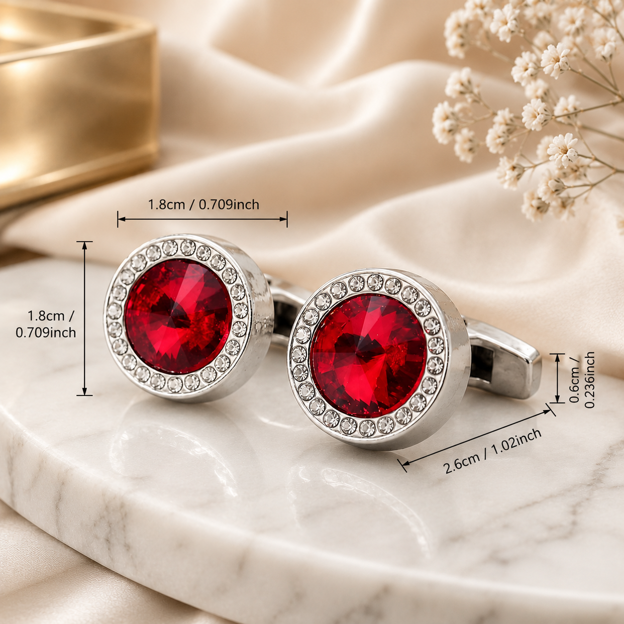 Red Round Cufflinks for Men