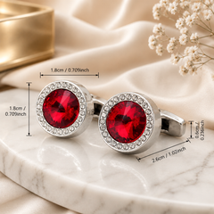Red Round Cufflinks for Men