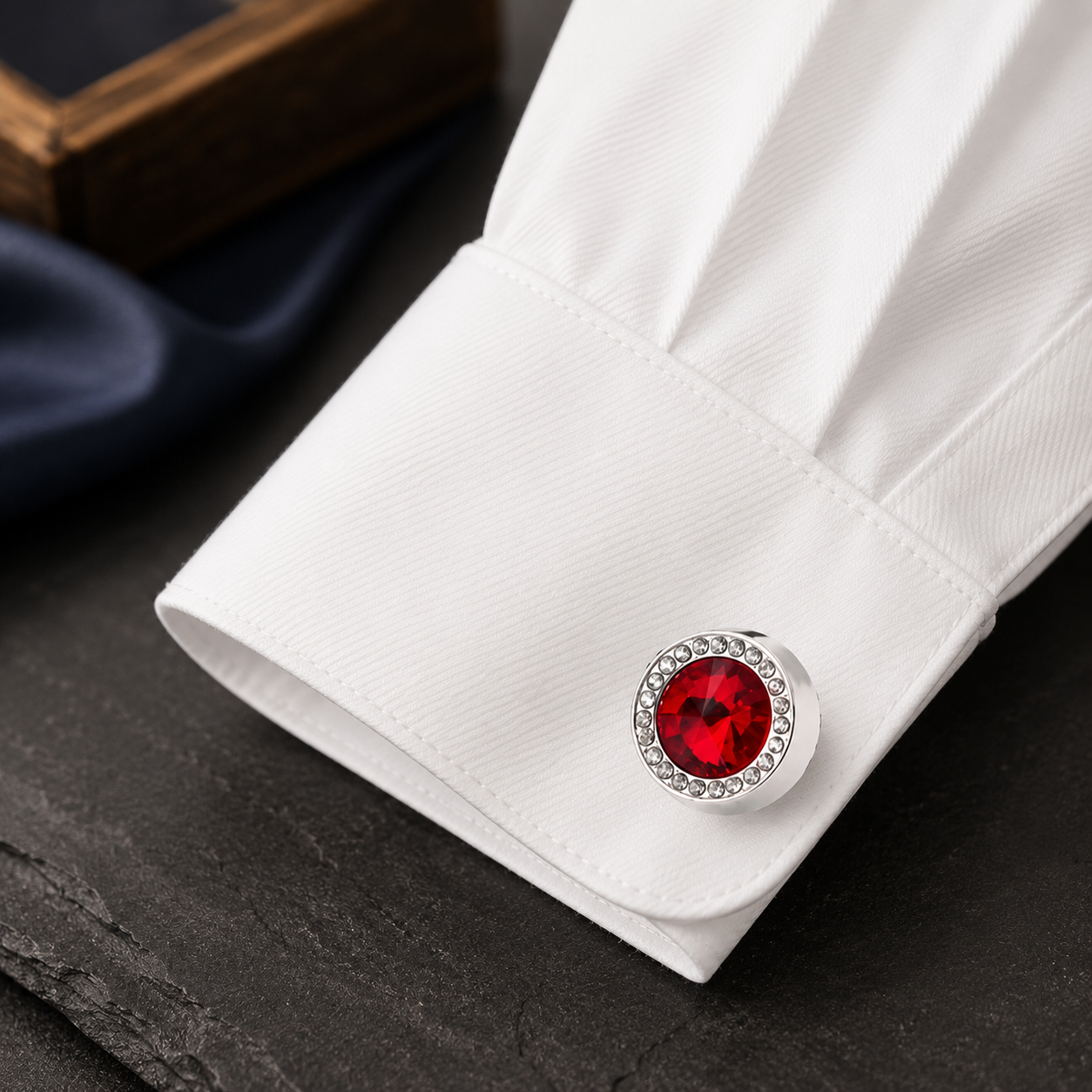Red Round Cufflinks for Men