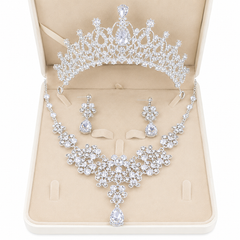 Luxury Crystal Bridal Jewelry Set with Tiara, Necklace & Earrings