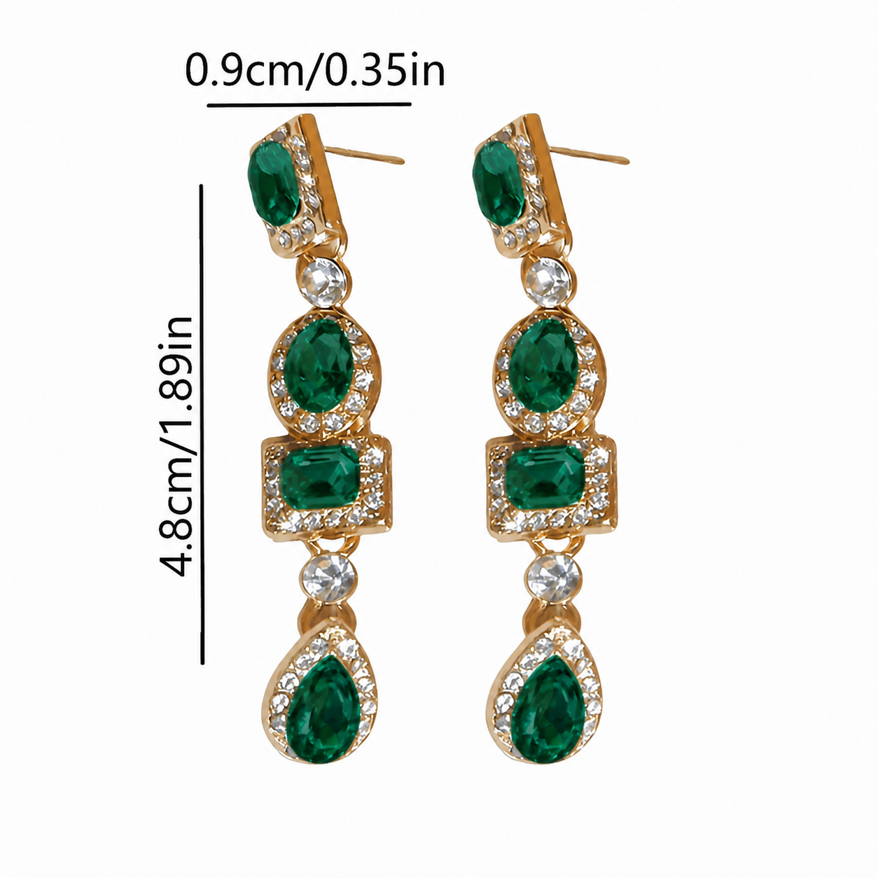 Luxury Emerald Multi-Stone Drop Earrings