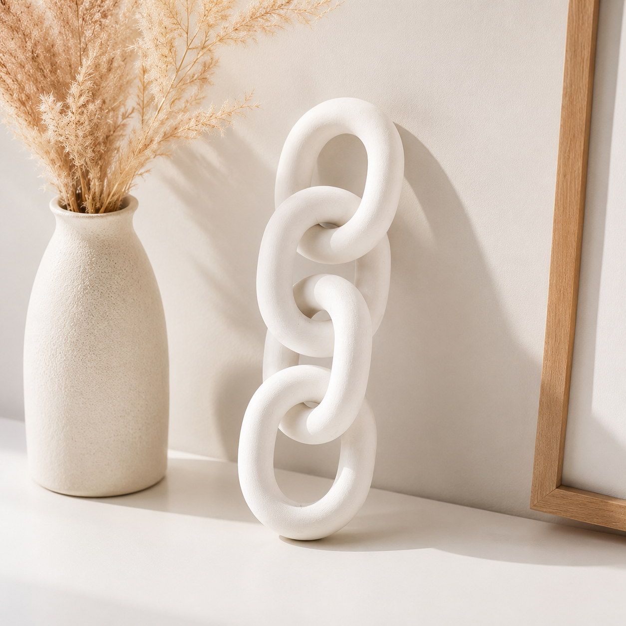 Modern White Decorative Chain Link Sculpture