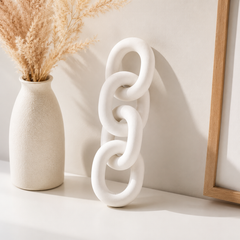 Modern White Decorative Chain Link Sculpture