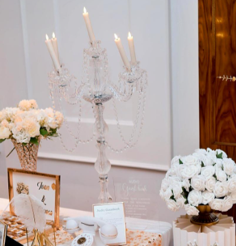 RENTAL -  Crystal 5-Arm Candelabra Centerpiece - RENTAL
