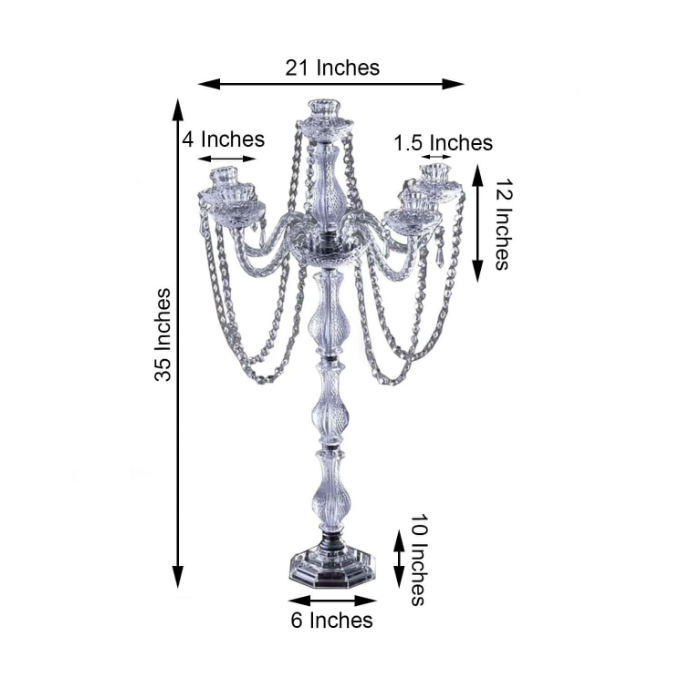 RENTAL -  Crystal 5-Arm Candelabra Centerpiece - RENTAL