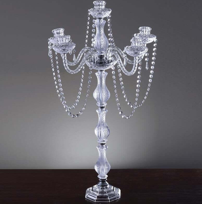 RENTAL -  Crystal 5-Arm Candelabra Centerpiece - RENTAL