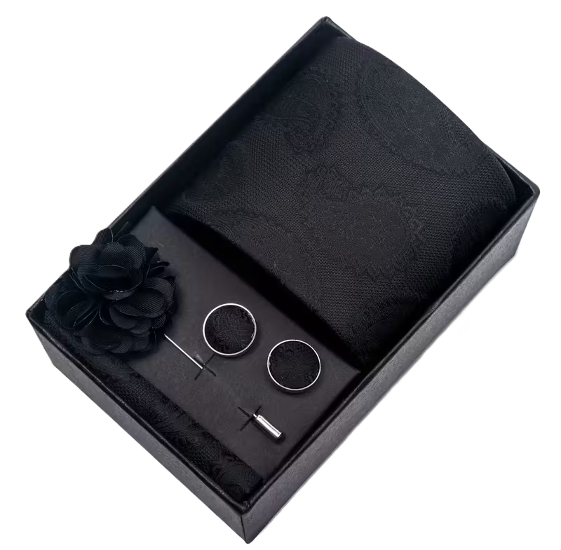 Black Paisley Luxury Tie Gift Set